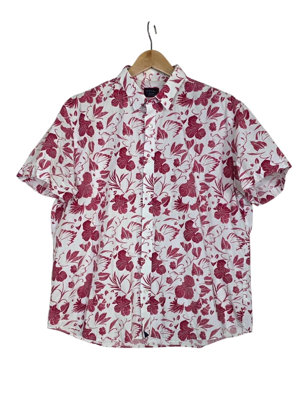 UNTUCKit Classic Short-Sleeve Button-Down Shirt - White &pink Floral